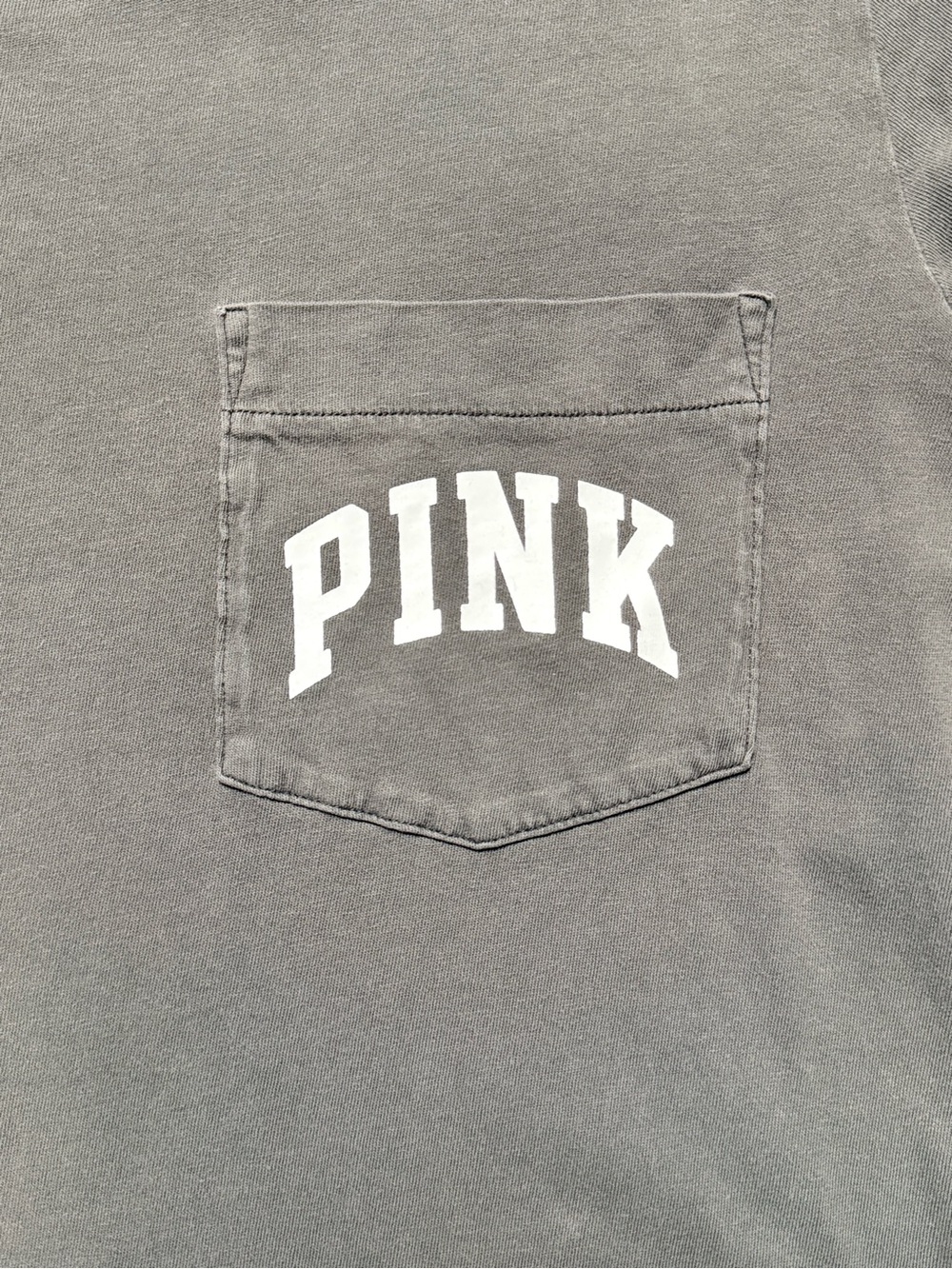 PINK Victoria’s Secret Gray Pocket Tee Size S Logo Graphic 100% Cotton - Picture 5 of 11